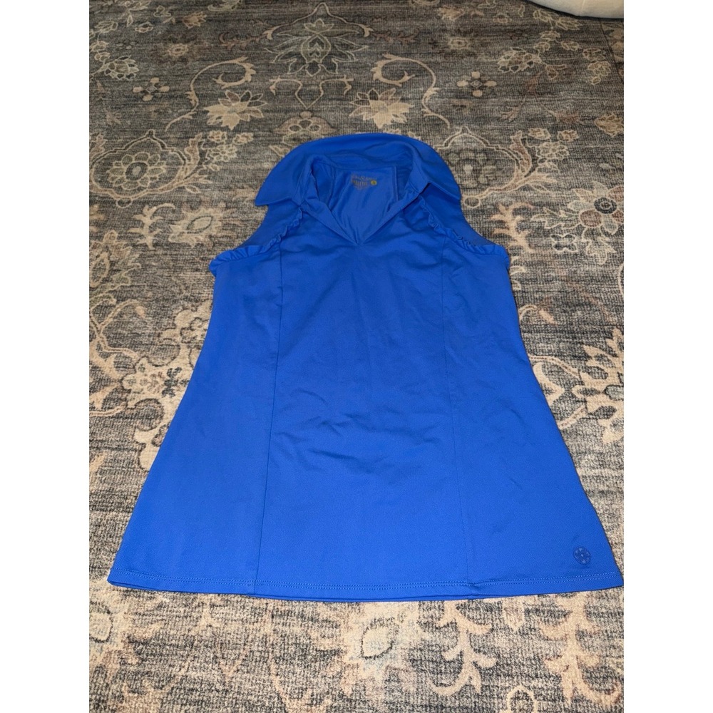 Lilly Pulitzer Upf 50+ Luxletic Martina Polo Tank Top In Borealis Blue